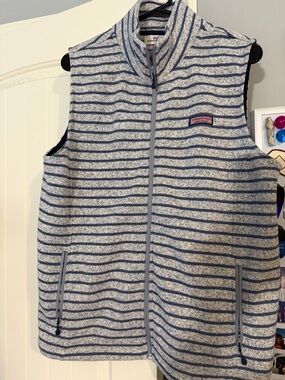 Vineyard Vines Navy & White Striped Cozy Fleece Vest
